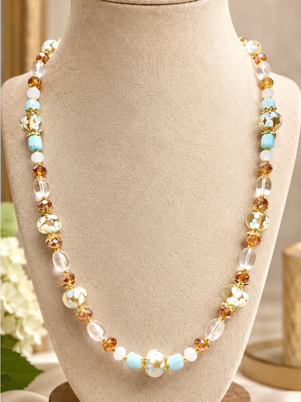 Handmade Lampwork and Crystal Necklace
